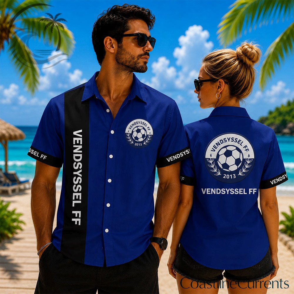 Vendsyssel FF Royal Blue Hawaiian Shirt | Button Up Tropical Beach Football Fans 1 Vendsyssel FF Royal Blue Hawaiian Shirt | Button Up Tropical Beach Football Fans