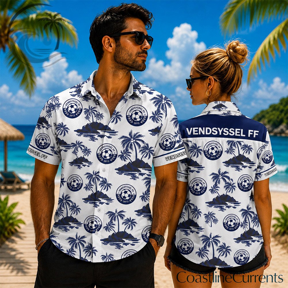 Vendsyssel FF Coastal Island Hawaiian Shirt | Button Up Tropical Beach Football Fans 1 Vendsyssel FF Coastal Island Hawaiian Shirt | Button Up Tropical Beach Football Fans