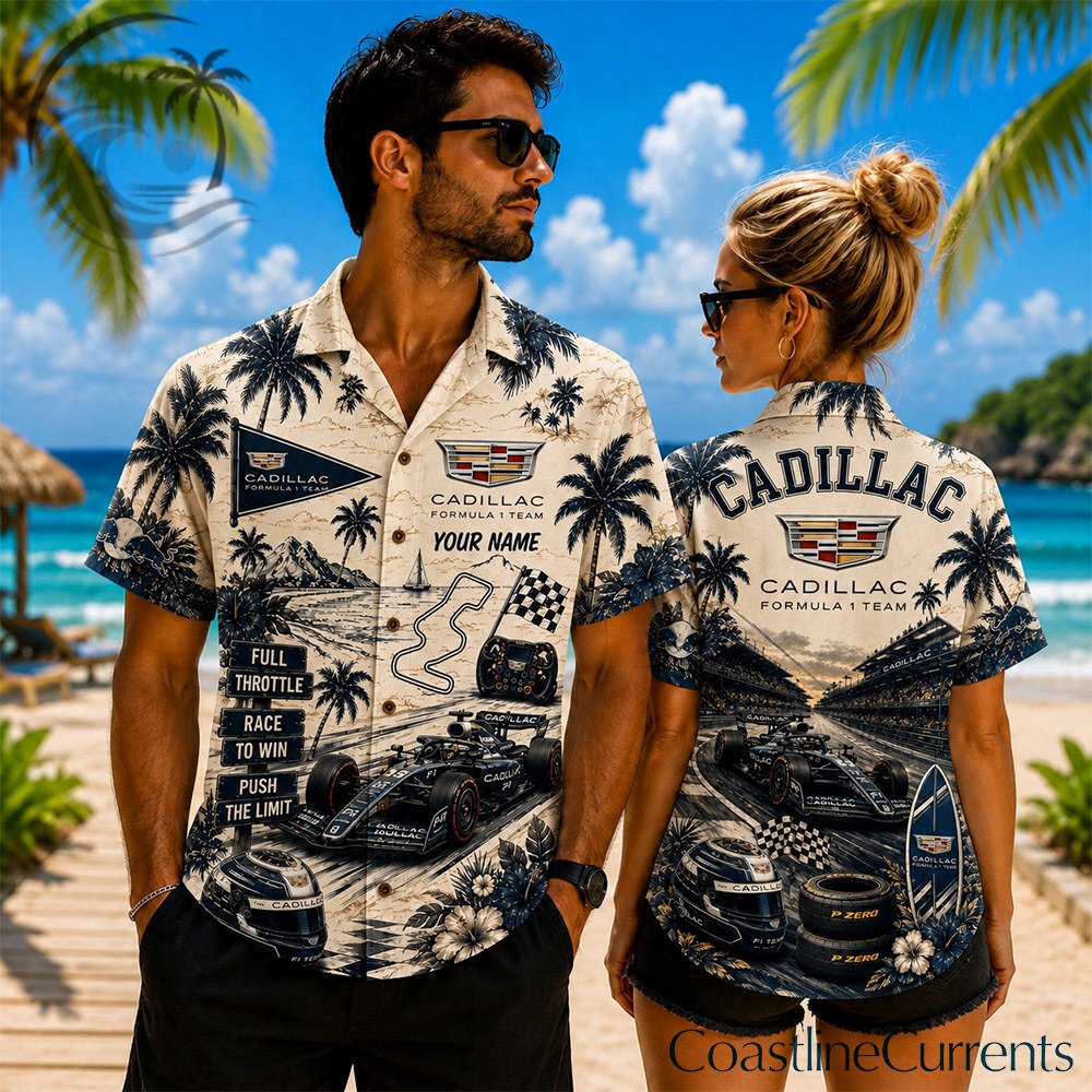 Cadillac Formula 1 Team Hawaiian Shirt | Button Up Tropical Beach Racing Fans 1 Cadillac Formula 1 Team Hawaiian Shirt | Button Up Tropical Beach Racing Fans