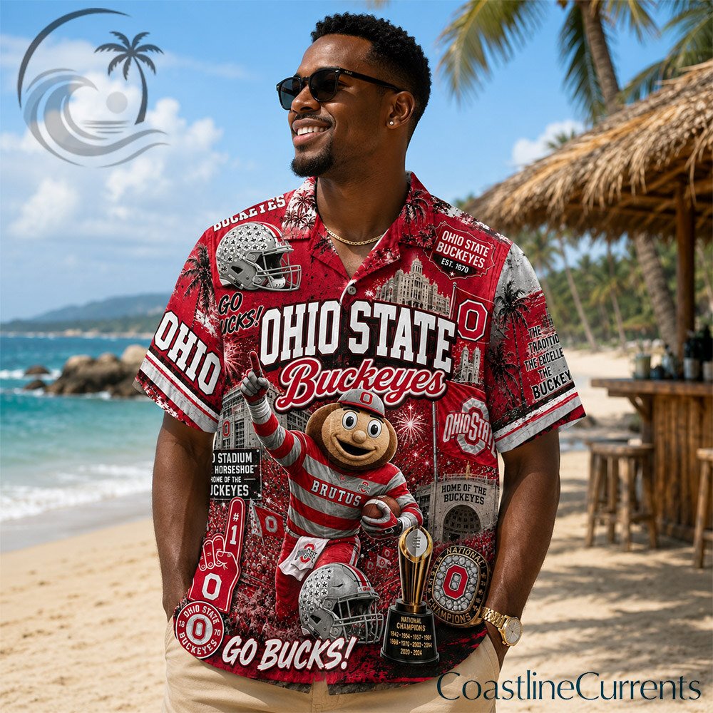 Ohio State Buckeyes Hawaiian Shirt | Go Bucks Football Fan Beach Shirt 1 Ohio State Buckeyes Hawaiian Shirt | Go Bucks Football Fan Beach Shirt