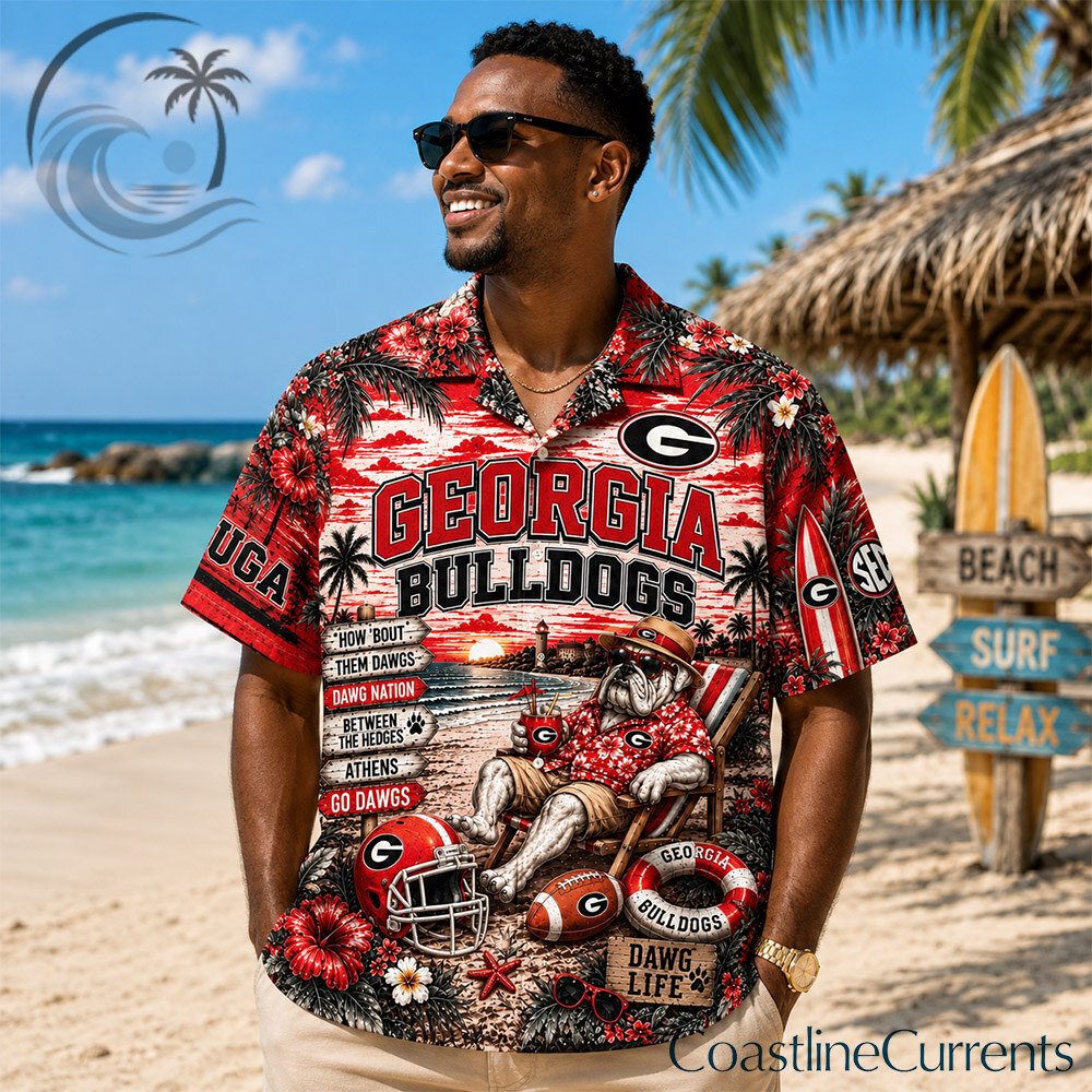 Georgia Bulldogs Hawaiian Shirt | Dawg Nation Football Fan Beach Shirt
