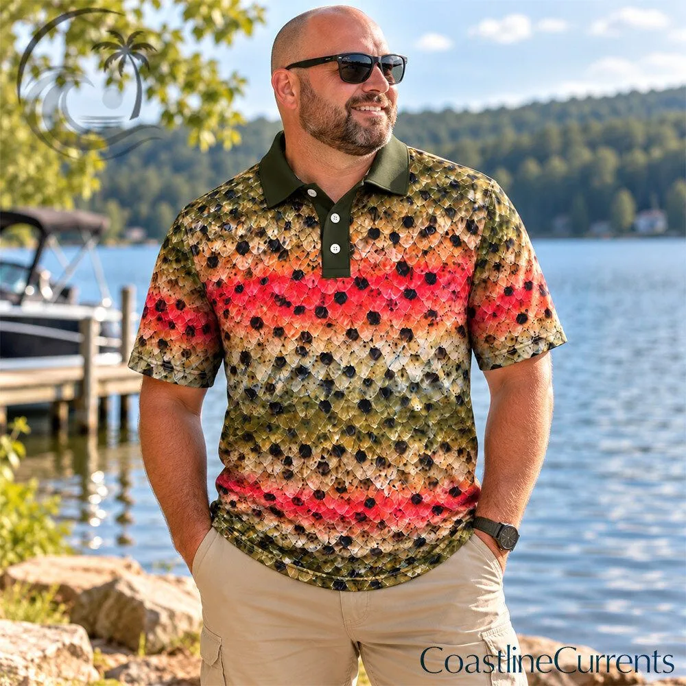 Trout Fish Scale Camo Fishing Polo Shirt for Anglers | Apparel