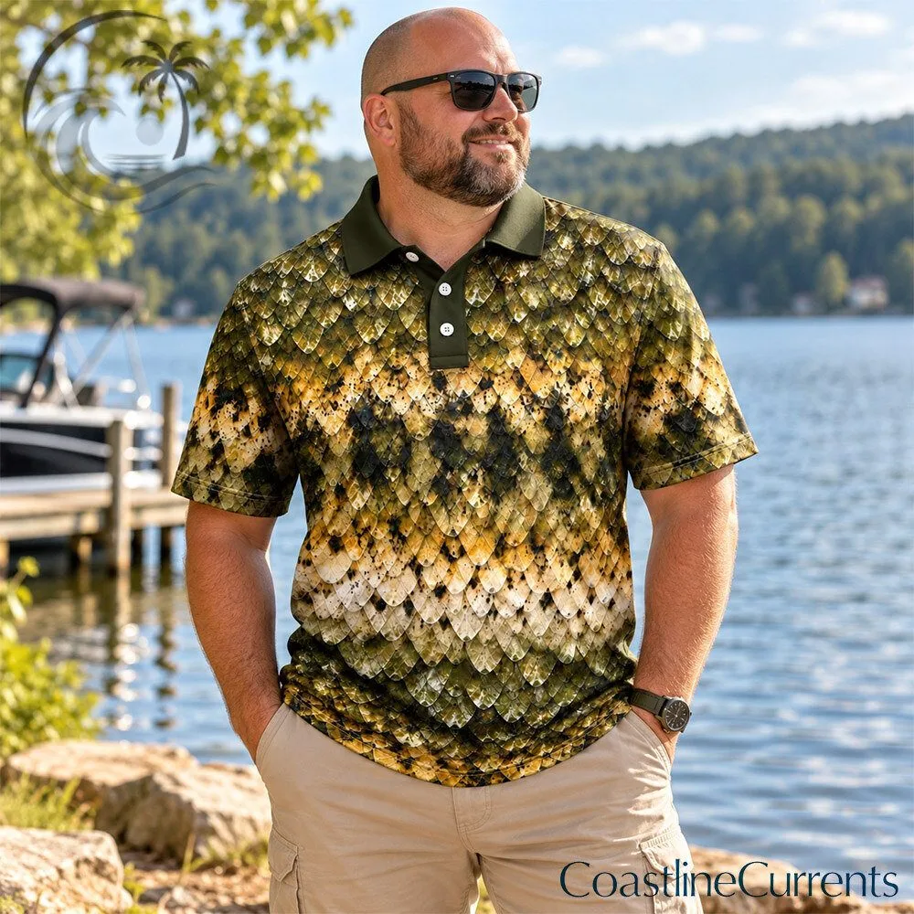 Bass Fish Scale Camo Fishing Polo Shirt for Anglers | Apparel