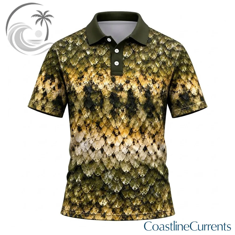 Bass Fish Scale Camo Fishing Polo Shirt for Anglers | Apparel 3 Bass Fish Scale Camo Fishing Polo Shirt for Anglers | Apparel