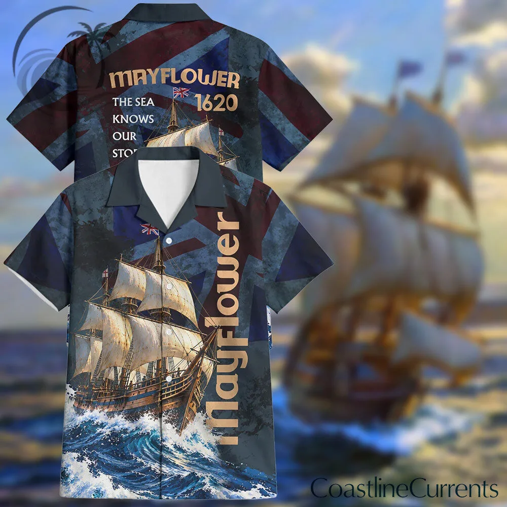 Mayflower 1620 Sailing Ship Ocean Waves Art Hawaiian Shirt | Apparel 3 Mayflower 1620 Sailing Ship Ocean Waves Art Hawaiian Shirt | Apparel