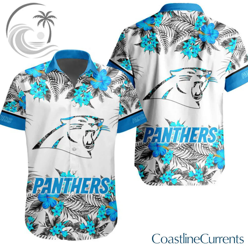 Carolina Panthers Blue Black Tropical Floral Hawaiian Shirt | Apparel 3 Carolina Panthers Blue Black Tropical Floral Hawaiian Shirt | Apparel