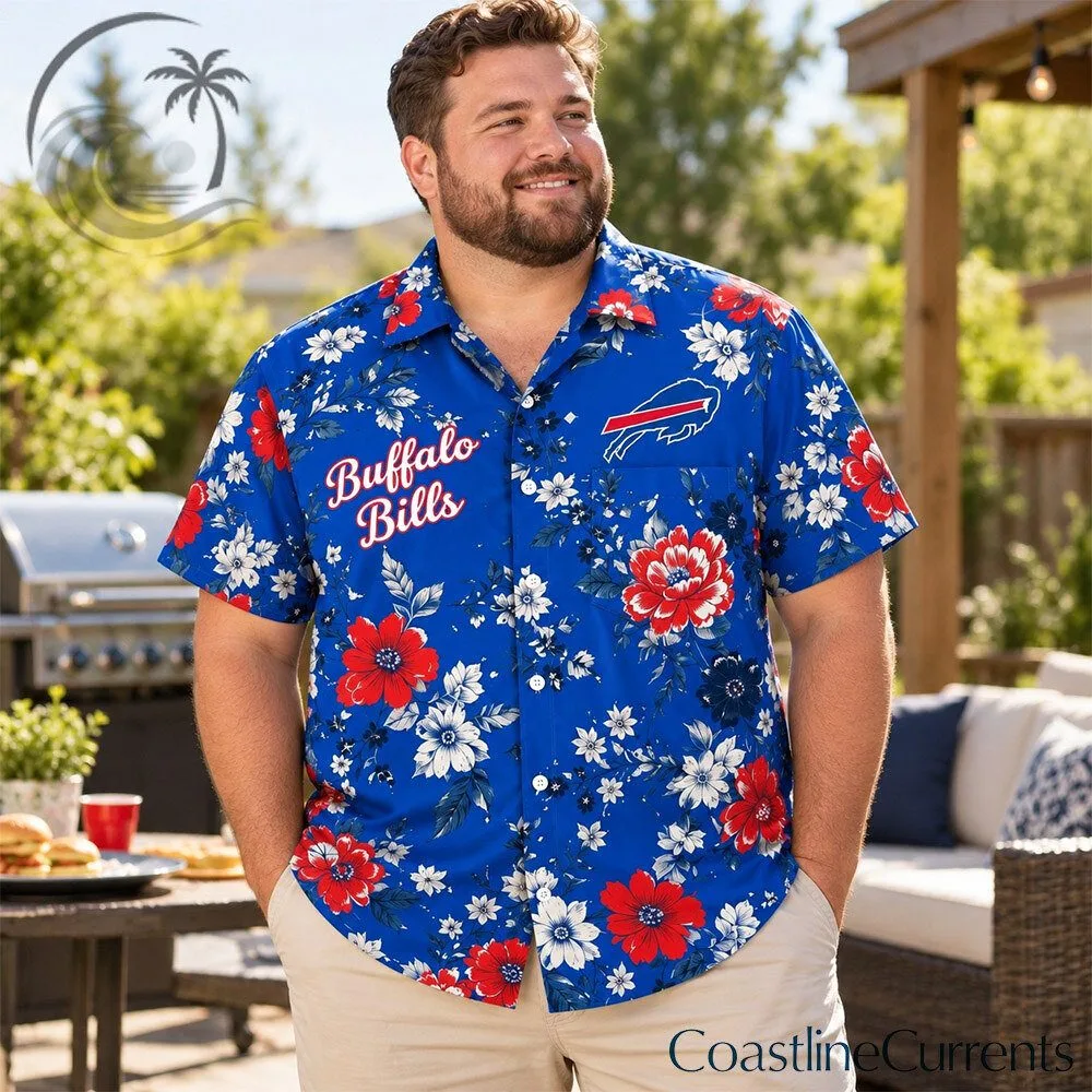Buffalo Bills NFL Blue Red Tropical Floral Hawaiian Shirt | Apparel