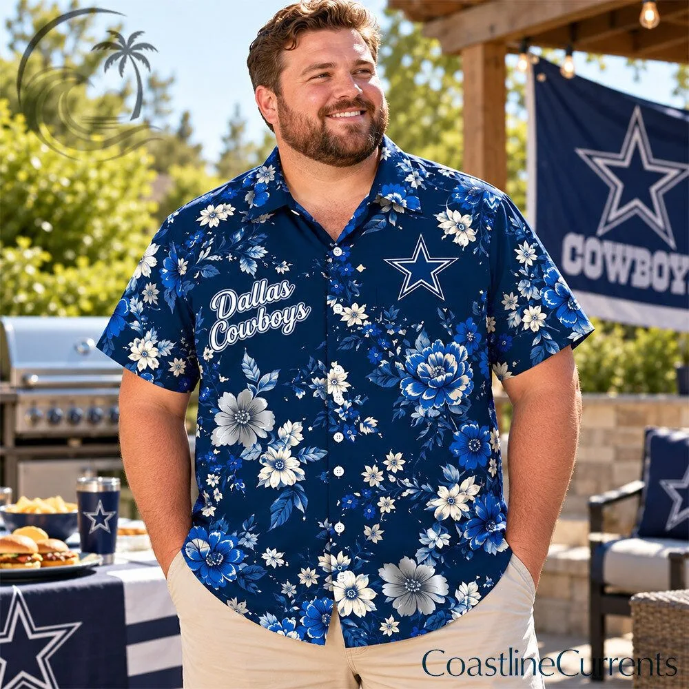 Dallas Cowboys NFL Navy Blue Floral Hawaiian Shirt | Apparel