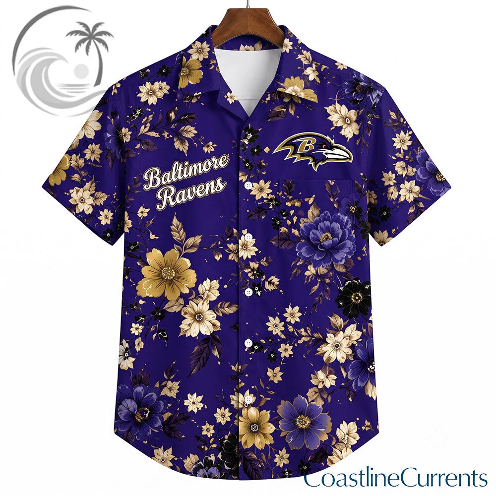 Baltimore Ravens NFL Purple Gold Floral Hawaiian Shirt | Apparel 3 Baltimore Ravens NFL Purple Gold Floral Hawaiian Shirt | Apparel