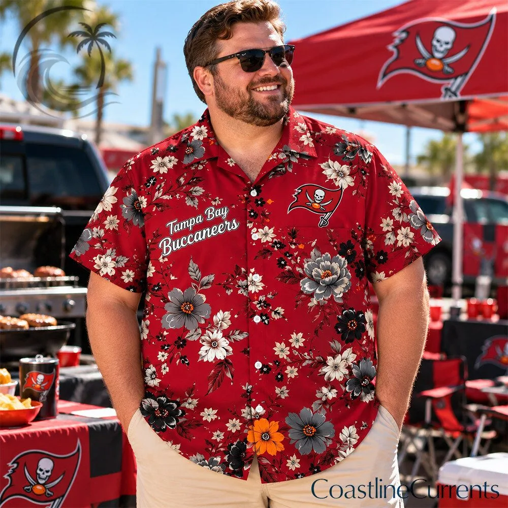 Tampa Bay Buccaneers Red Floral Tailgate Hawaiian Shirt | Apparel 2 Tampa Bay Buccaneers Red Floral Tailgate Hawaiian Shirt | Apparel