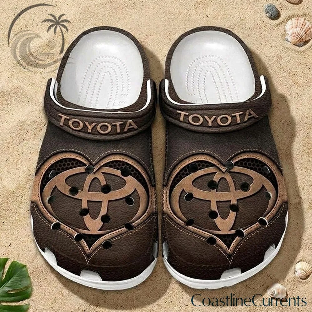 Toyota Vintage Brown Leather Look Heart Logo Clogs | Footwear
