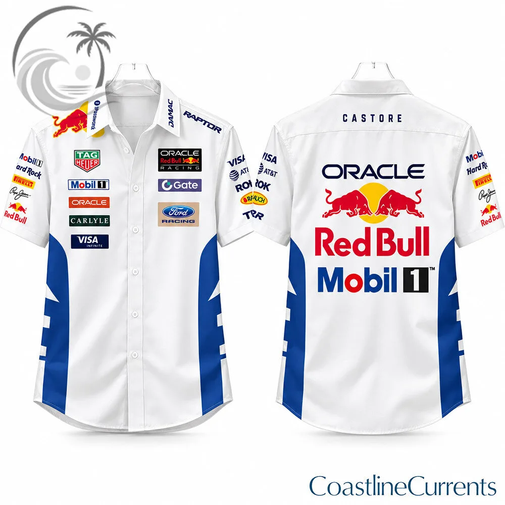 Red Bull Racing F1 Team Sponsor Short Sleeve Button Up Shirt | Apparel 3 Red Bull Racing F1 Team Sponsor Short Sleeve Button Up Shirt | Apparel