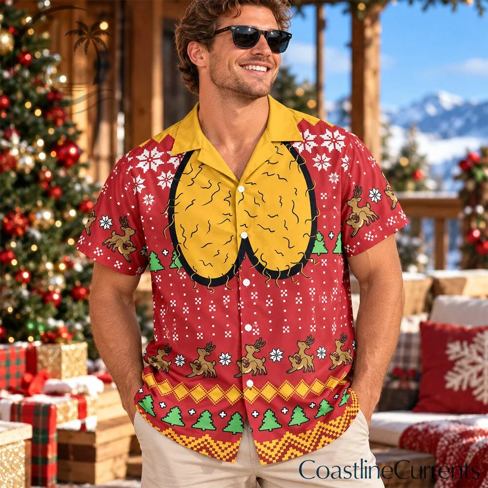 Yellow Hairy Balls Funny Ugly Christmas Hawaiian Shirt | Apparel 3 Yellow Hairy Balls Funny Ugly Christmas Hawaiian Shirt | Apparel