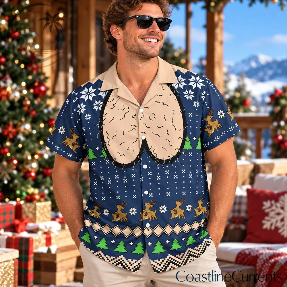 White Hairy Balls Funny Ugly Christmas Hawaiian Shirt | Apparel