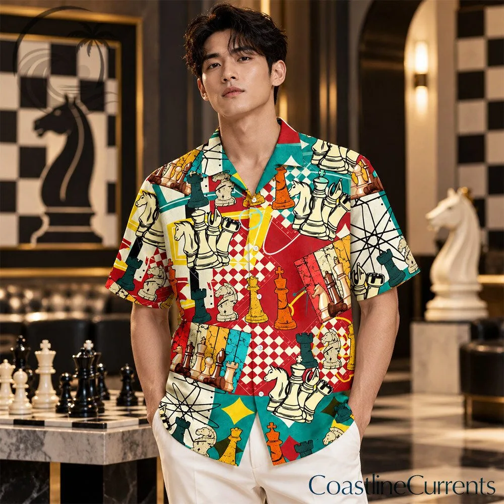 Chess Pieces Colorful Abstract Board Game Hawaiian Shirt | Apparel