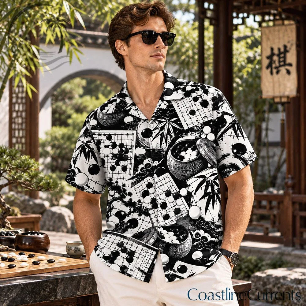 Go Board Game Black White Stones Japanese Hawaiian Shirt | Apparel